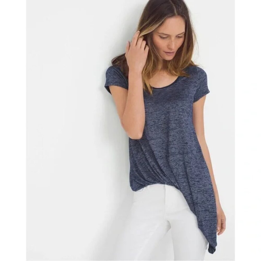 White House Black Market Navy Asymmetric Tuck-Hem Tee